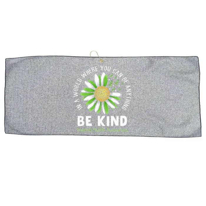 Be Kind Green Ribbon Sunflower Mental Health Awareness Large Microfiber Waffle Golf Towel