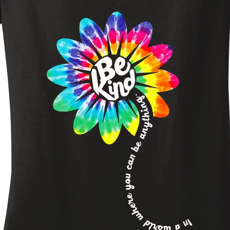 Be Kind Groovy Tie Dye Flower Power Gift Anti Bullying Women's V-Neck T-Shirt