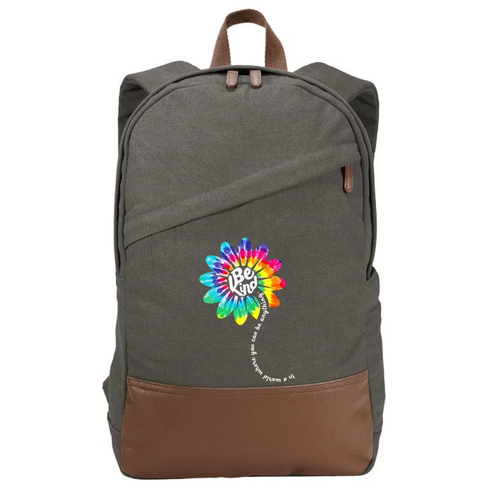 Be Kind Groovy Tie Dye Flower Power Gift Anti Bullying Cotton Canvas Backpack