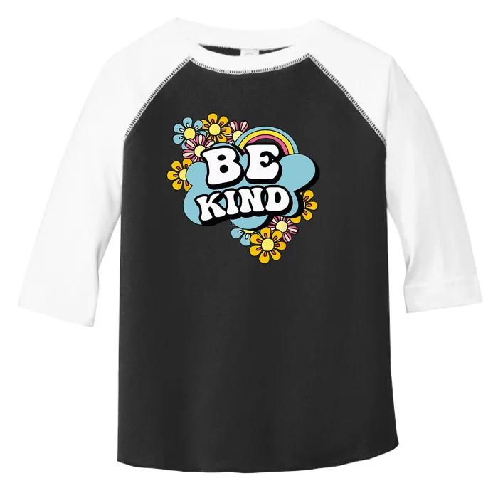 Be Kind Groovy Hippie Rainbow Flowers AntiBullying Kindness Toddler Fine Jersey T-Shirt