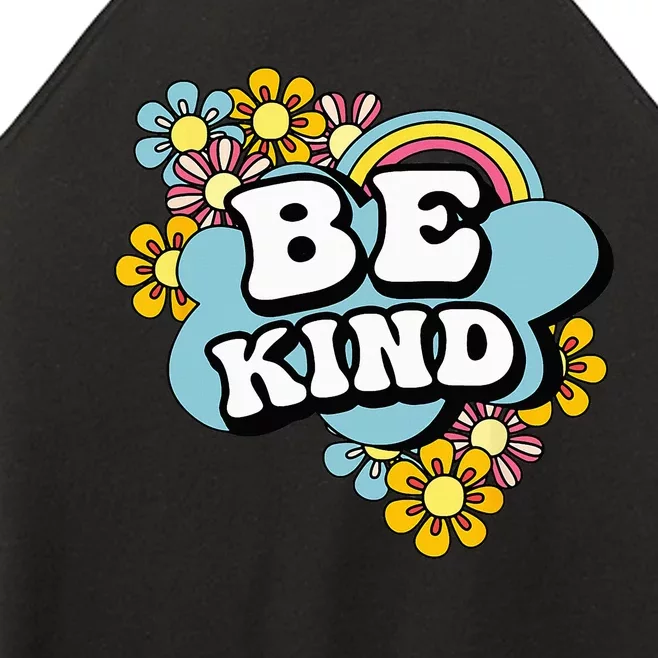 Be Kind Groovy Hippie Rainbow Flowers AntiBullying Kindness Women’s Perfect Tri Rocker Tank