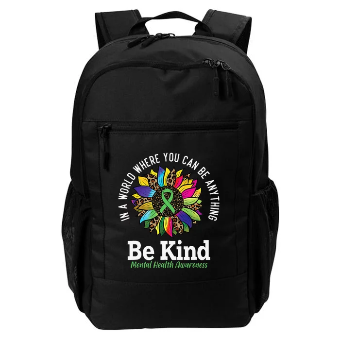 Be Kind Green Ribbon Sunflower Mental Health Awareness Daily Commute Backpack