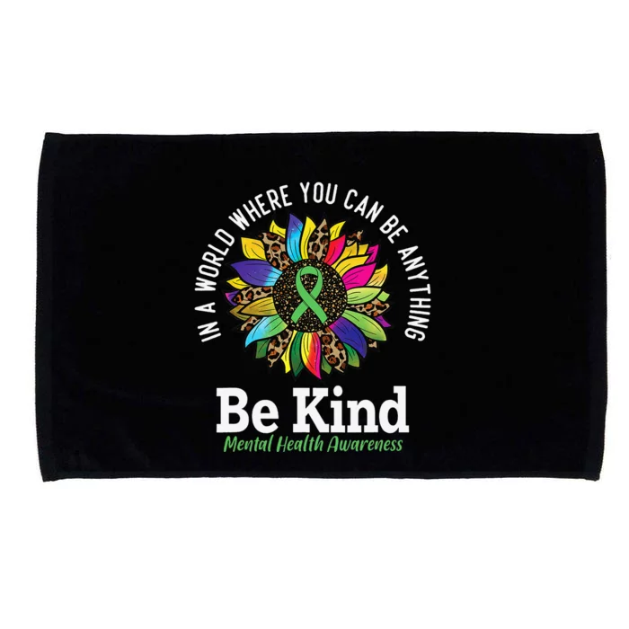 Be Kind Green Ribbon Sunflower Mental Health Awareness Microfiber Hand Towel