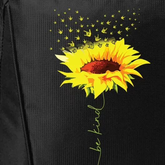 Be Kind Hippie Sunflower I Love You Deaf ASL Sign Language City Backpack