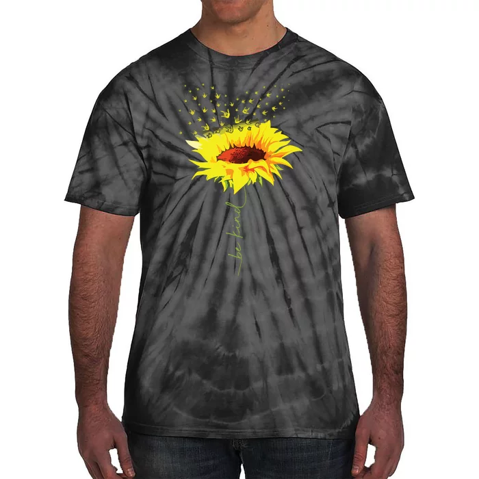 Be Kind Hippie Sunflower I Love You Deaf ASL Sign Language Tie-Dye T-Shirt