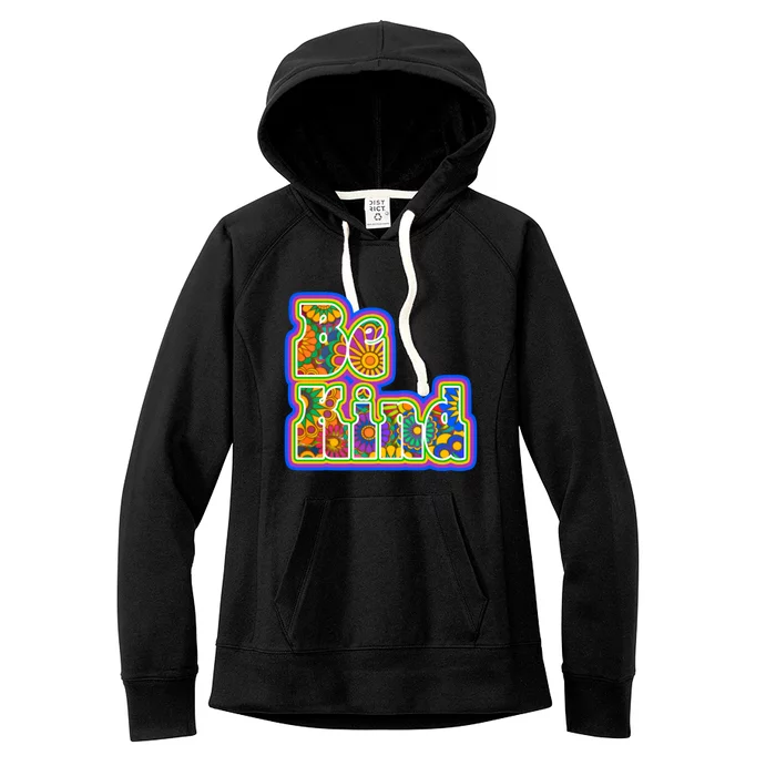 Be Kind Hippy Flower Power Typography Gift Women's Fleece Hoodie