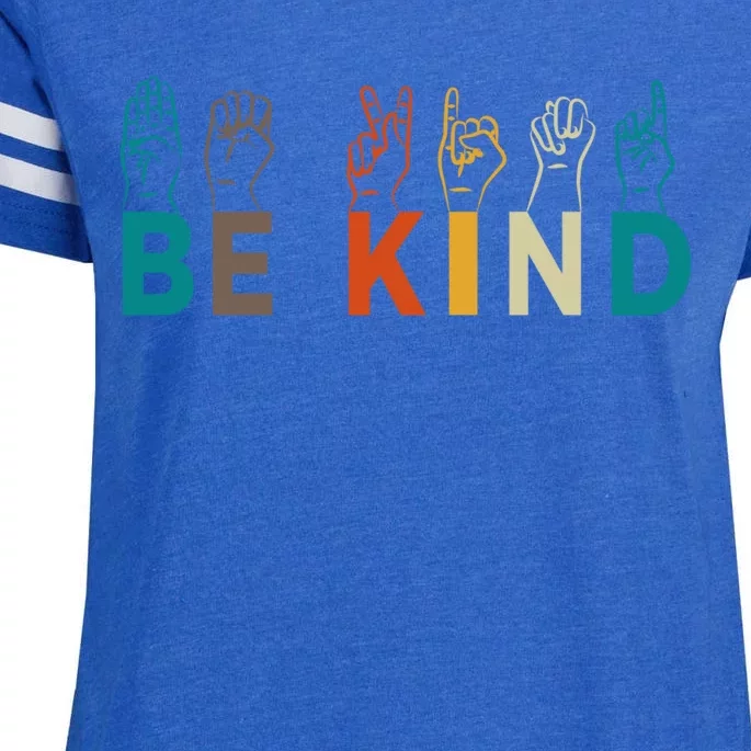 Be Kind Hand Sign Language Interpreters Gift For Teachers Gift Enza Ladies Jersey Football T-Shirt