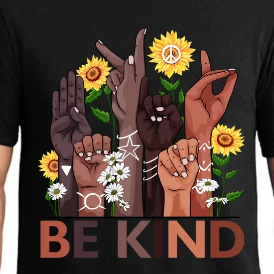 Be Kind Hand Sign Language Teachers Melanin Interpreter Asl Gift Pajama Set