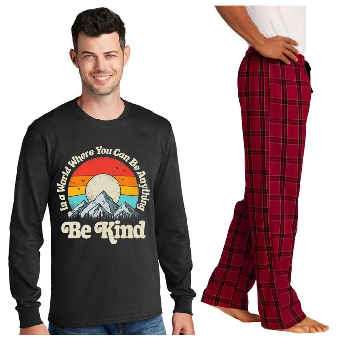 Be Kind In A World Where You Can Be Anything Kindness Retro Long Sleeve Pajama Set