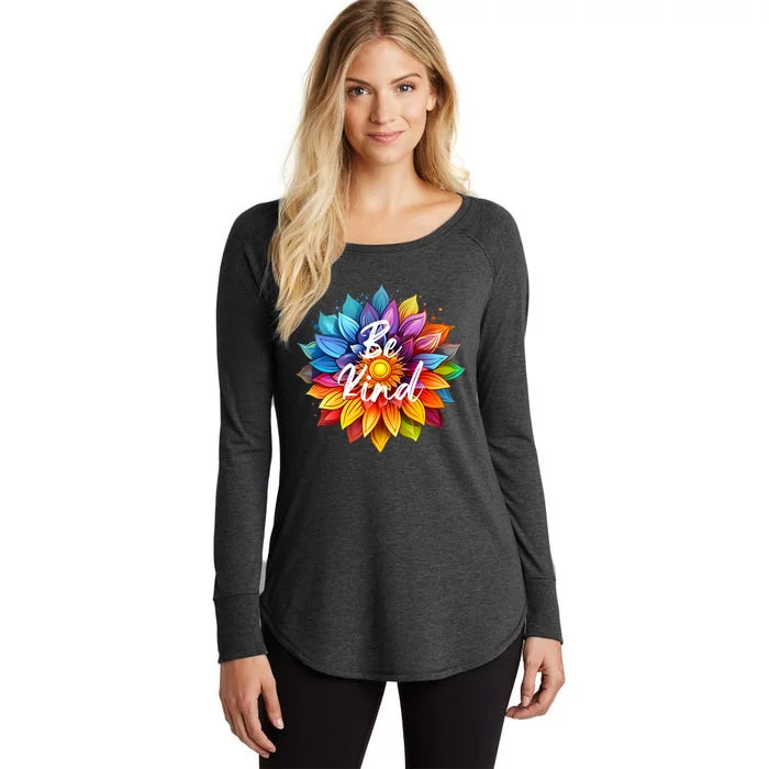 Be Kind In A Colorful Sunflower Women's Perfect Tri Tunic Long Sleeve Shirt