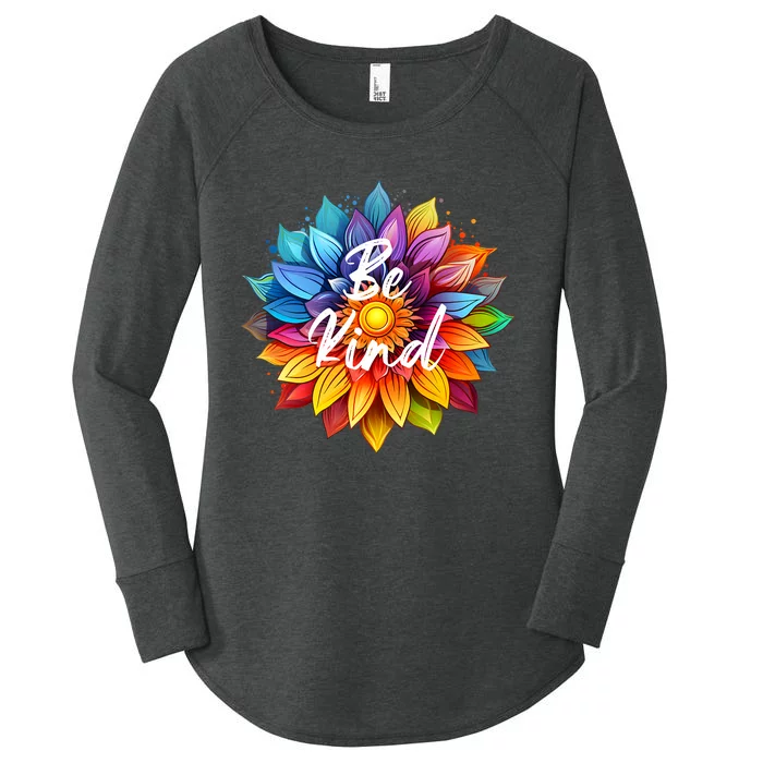 Be Kind In A Colorful Sunflower Women's Perfect Tri Tunic Long Sleeve Shirt