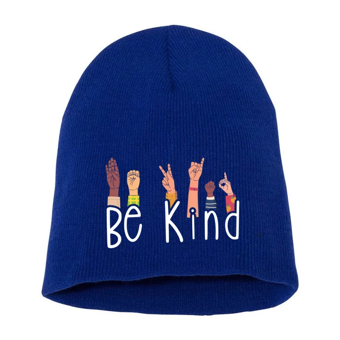 Be Kind Interpreter Asl Teacher Hand Sign Language Gift Short Acrylic Beanie