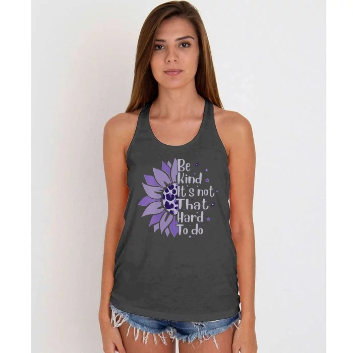 Be Kind It's Not That Hard To Do Sunflower Leopard Print Women's Knotted Racerback Tank