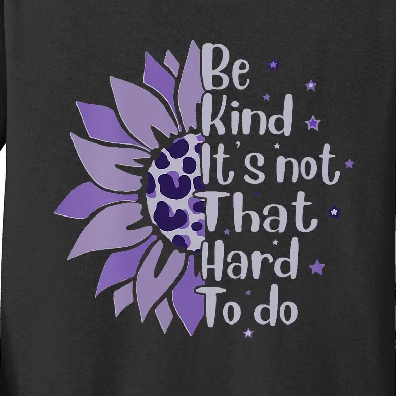 Be Kind It's Not That Hard To Do Sunflower Leopard Print Kids Long Sleeve Shirt