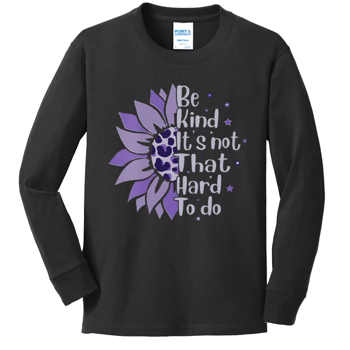 Be Kind It's Not That Hard To Do Sunflower Leopard Print Kids Long Sleeve Shirt