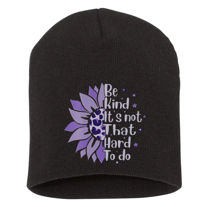 Be Kind It's Not That Hard To Do Sunflower Leopard Print Short Acrylic Beanie