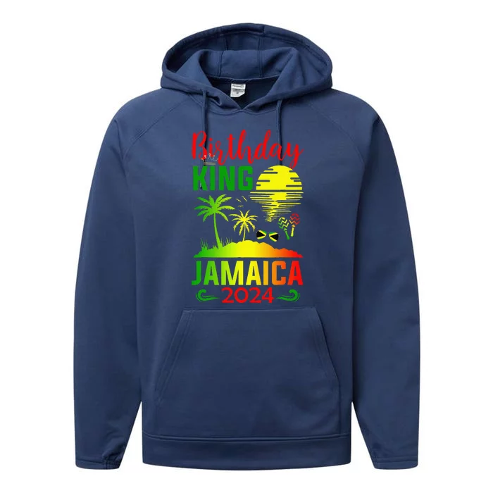 Birthday King Jamaica 2024 Jamaican Vacation Trip Performance Fleece Hoodie