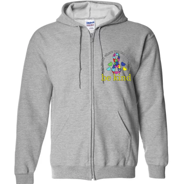 Be Kind Kindness Puzzle Love Autistic Autism Awareness Full Zip Hoodie