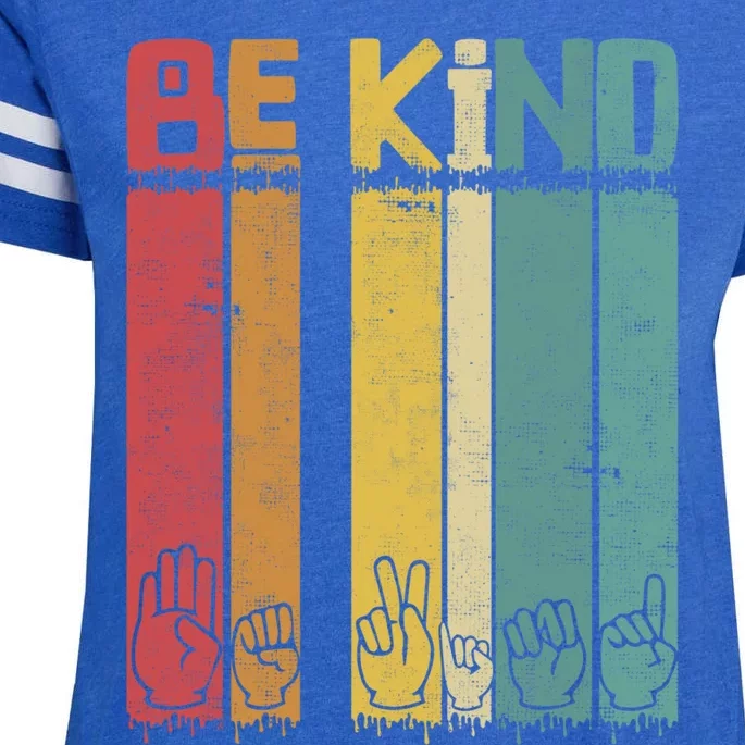 Be Kind Kindness Antibulluing Asl Language Sign Retro Gift Enza Ladies Jersey Football T-Shirt