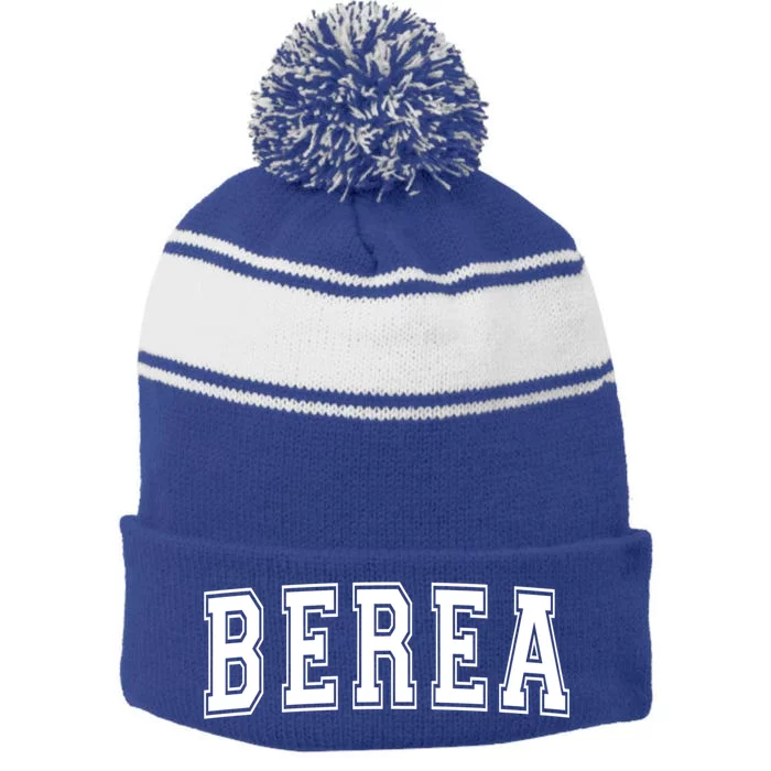 Berea Ky Kentucky Usa Vintage Sports Varsity Style Cute Gift Stripe Pom Pom Beanie