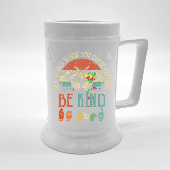 Be Kind Kindness Heart Love Autism Awareness Gift Front & Back Beer Stein