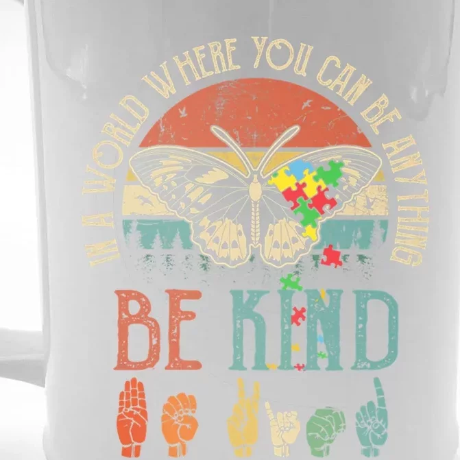 Be Kind Kindness Heart Love Autism Awareness Gift Front & Back Beer Stein