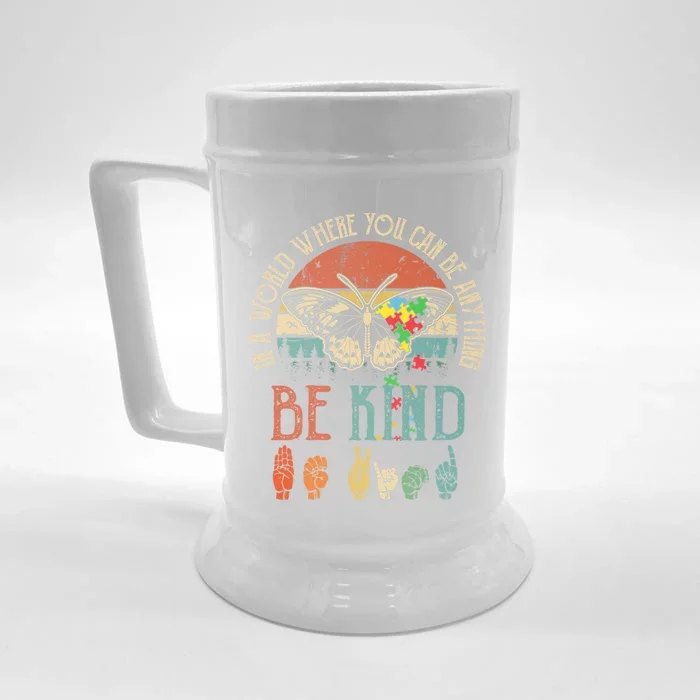 Be Kind Kindness Heart Love Autism Awareness Gift Front & Back Beer Stein