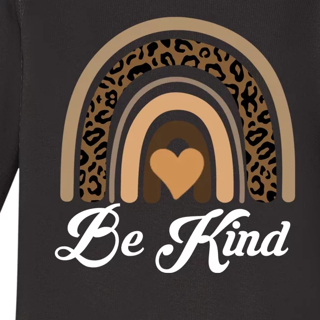 Be Kind, Kindness Matters Leopard Rainbow Cute Fall Autumn Baby Long Sleeve Bodysuit