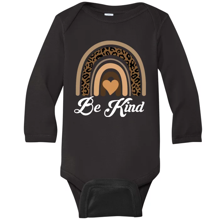 Be Kind, Kindness Matters Leopard Rainbow Cute Fall Autumn Baby Long Sleeve Bodysuit