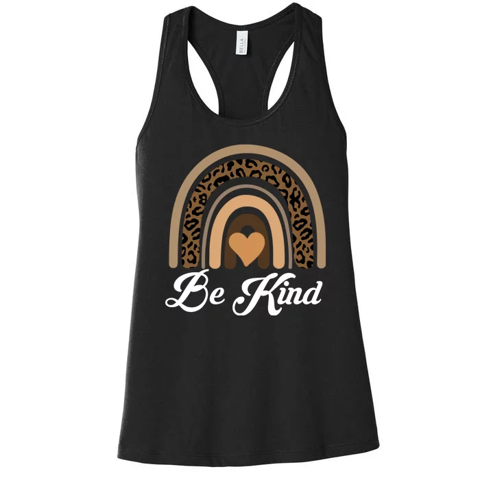 Be Kind, Kindness Matters Leopard Rainbow Cute Fall Autumn Women's Racerback Tank