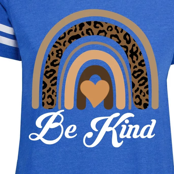 Be Kind, Kindness Matters Leopard Rainbow Cute Fall Autumn Enza Ladies Jersey Football T-Shirt