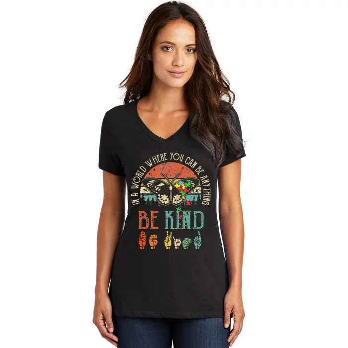 Be Kind Kindness For  Autism Awareness Women's V-Neck T-Shirt