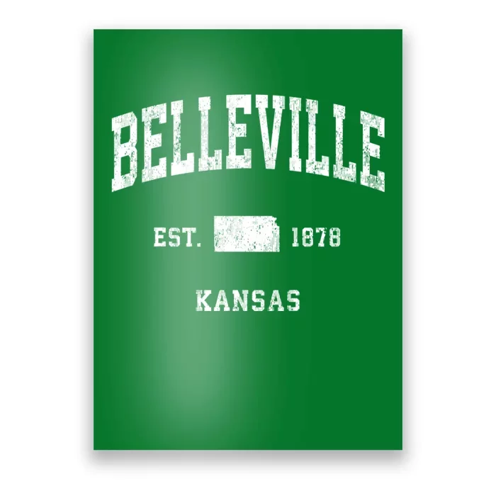 Belleville Kansas Ks Vintage Athletic Poster