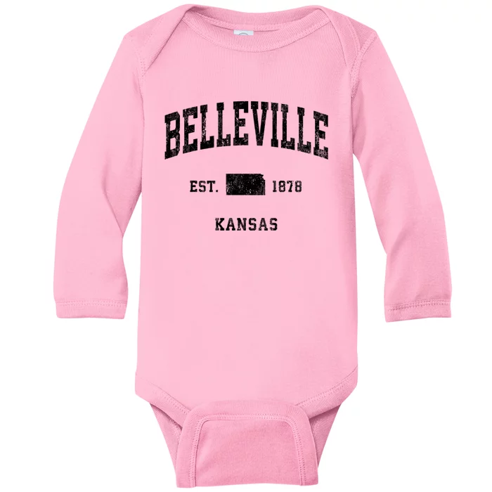 Belleville Kansas Ks Vintage Athletic Baby Long Sleeve Bodysuit