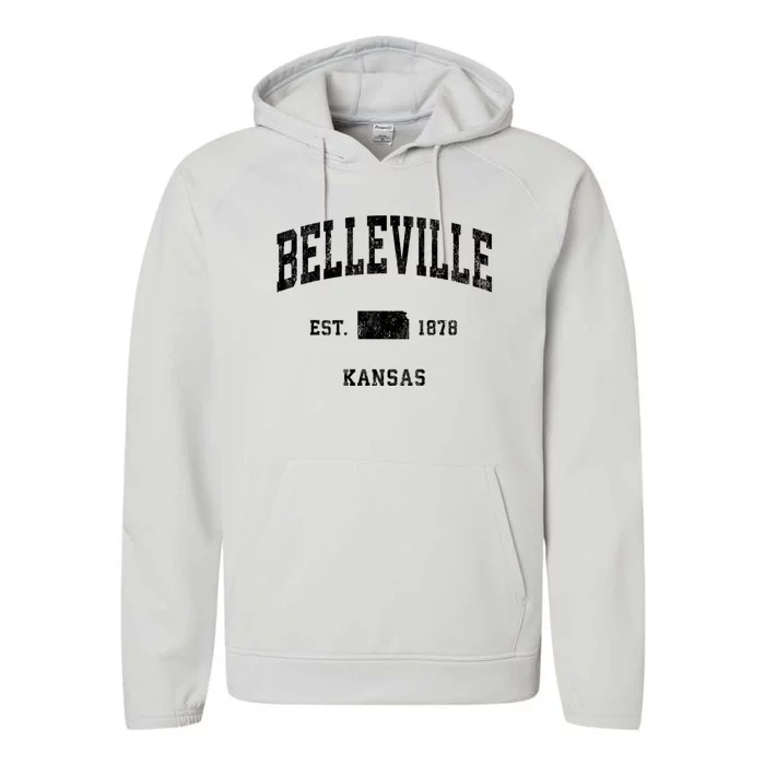 Belleville Kansas Ks Vintage Athletic Performance Fleece Hoodie