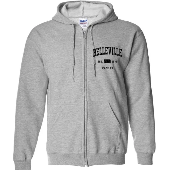 Belleville Kansas Ks Vintage Athletic Full Zip Hoodie