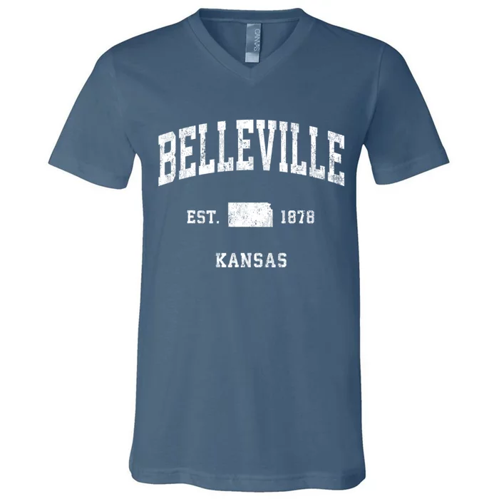 Belleville Kansas Ks Vintage Athletic V-Neck T-Shirt