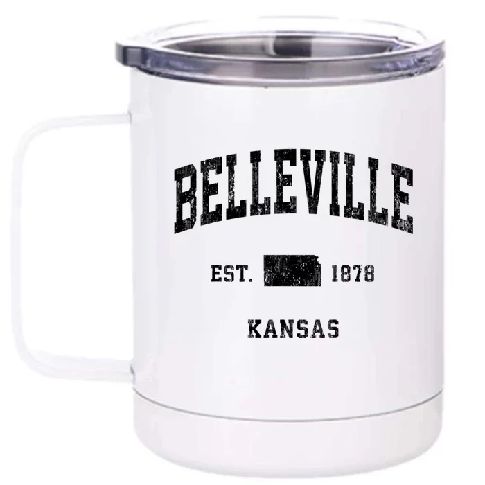 Belleville Kansas Ks Vintage Athletic Front & Back 12oz Stainless Steel Tumbler Cup