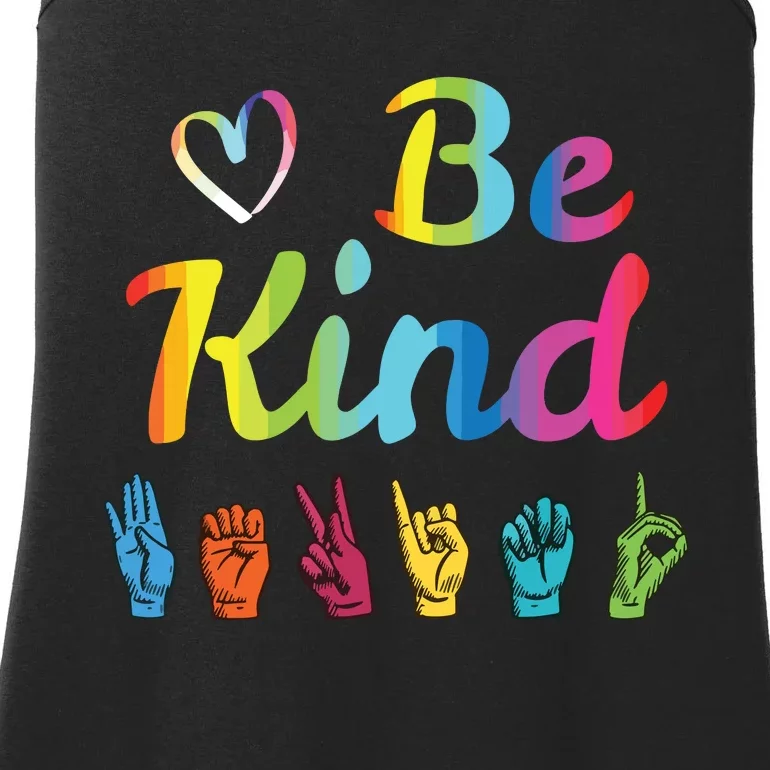 Be Kind Love ASL Sign Language Nonverbal Teacher Student Ladies Essential Tank