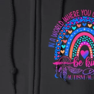 Be Kind Leopard Rainbow puzzle Autism Awareness Full Zip Hoodie