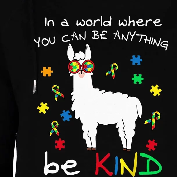 Be Kind Llama Puzzle Piece Cool Autism Awareness Gift Womens Funnel Neck Pullover Hood