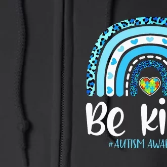 Be Kind Leopard Rainbow Autism Awareness Full Zip Hoodie