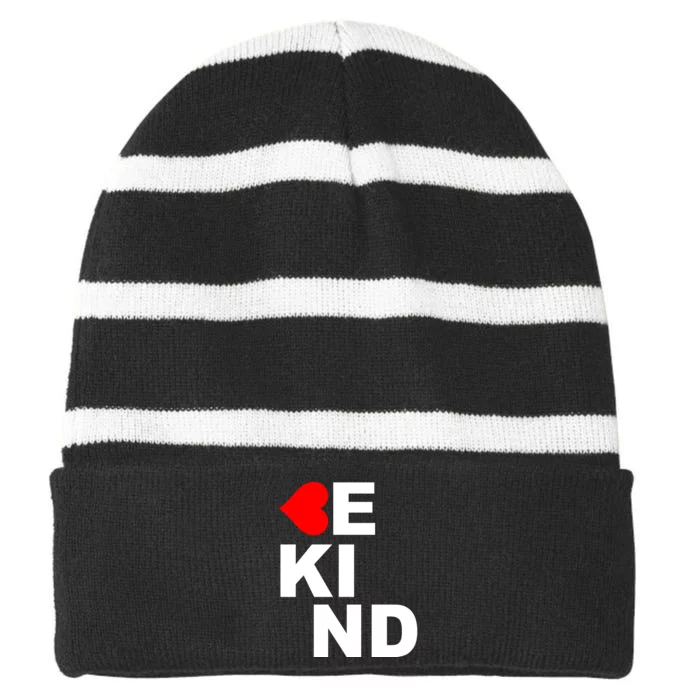 Be Kind Love Heart, Kindness Matters Striped Beanie with Solid Band