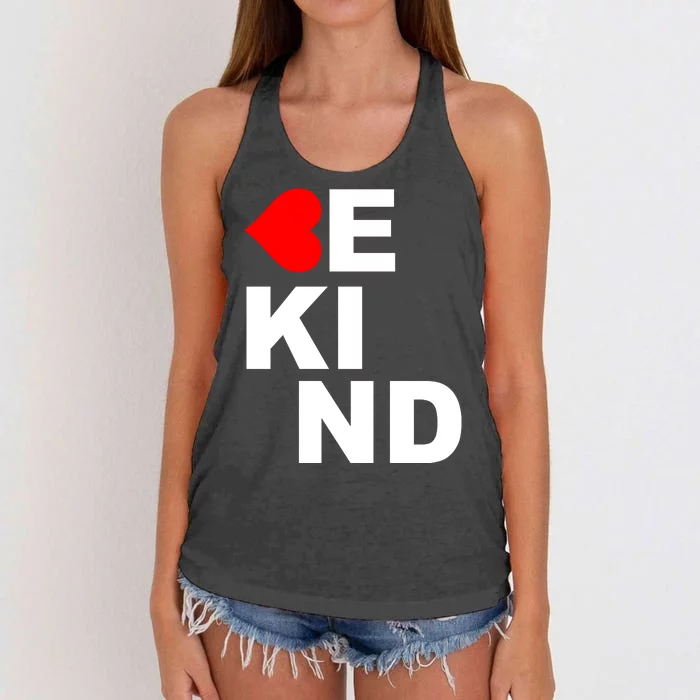 Be Kind Love Heart, Kindness Matters Women's Knotted Racerback Tank