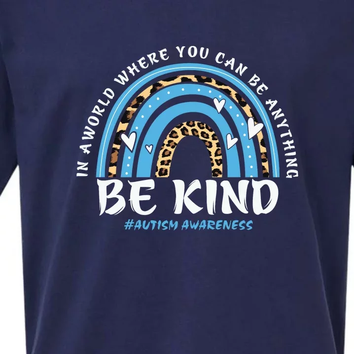 Be Kind Leopard Rainbow Choose Kindness Autism Awareness Sueded Cloud Jersey T-Shirt