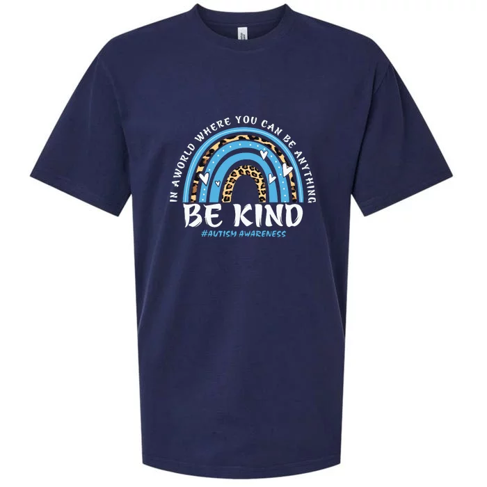 Be Kind Leopard Rainbow Choose Kindness Autism Awareness Sueded Cloud Jersey T-Shirt