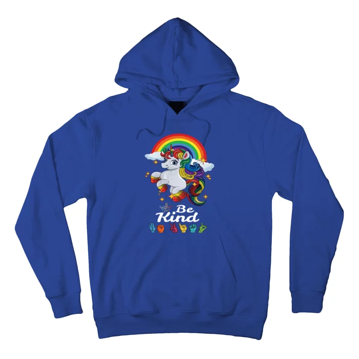 Be Kind Love Asl Teacher American Sign Language Unicorn Gift Hoodie