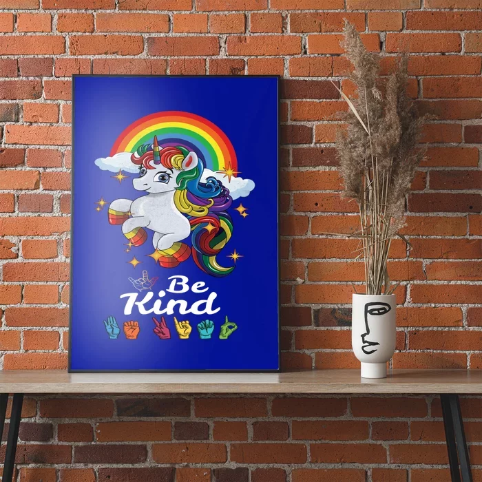 Be Kind Love Asl Teacher American Sign Language Unicorn Gift Poster