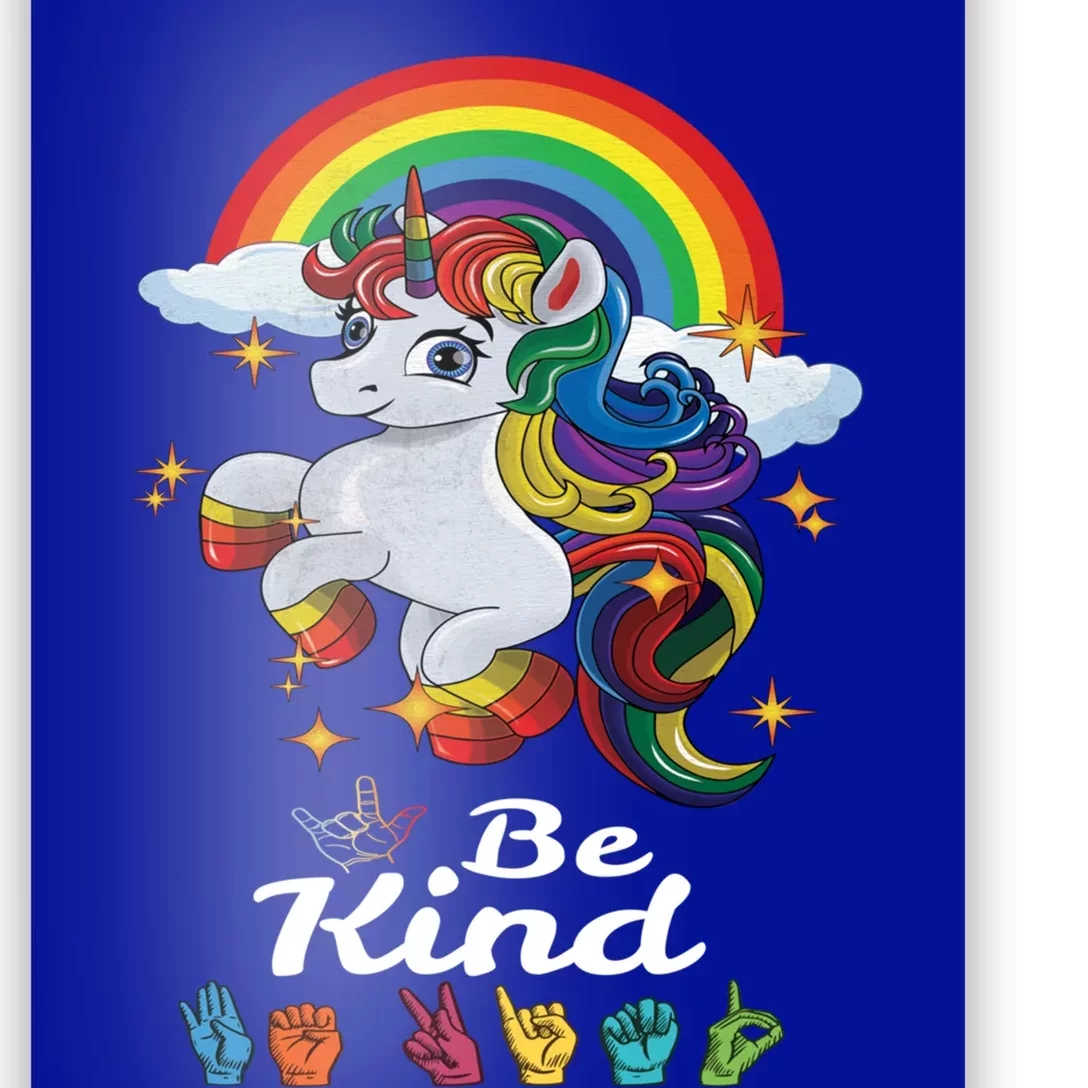 Be Kind Love Asl Teacher American Sign Language Unicorn Gift Poster