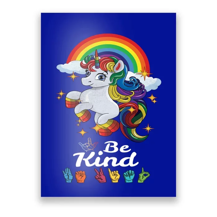 Be Kind Love Asl Teacher American Sign Language Unicorn Gift Poster